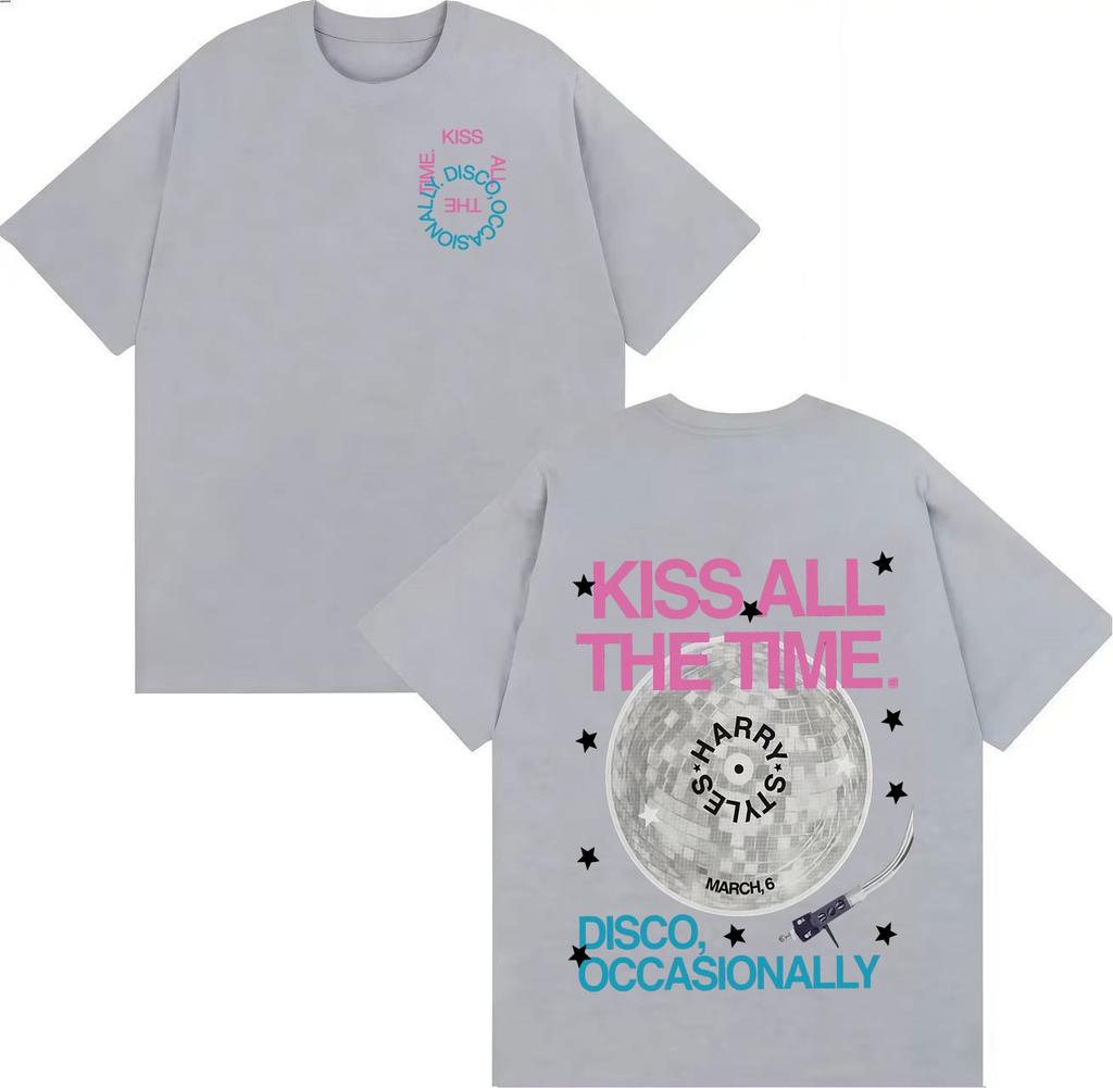 2026 Harry Styles Kiss All The Time Disco Occasionally Graphics Tshirt Men Women Summer Cotton Clothing Short Sleeved Top
