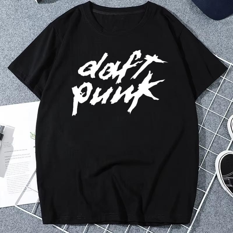 Мужская футболка с принтом Daft Punk Крутая уличная одежда в стиле электронной хаус-музыки Танцевальные DJ Топы Мужская одежда с коротким рукавом в винтажном стиле Ropa Hom...
