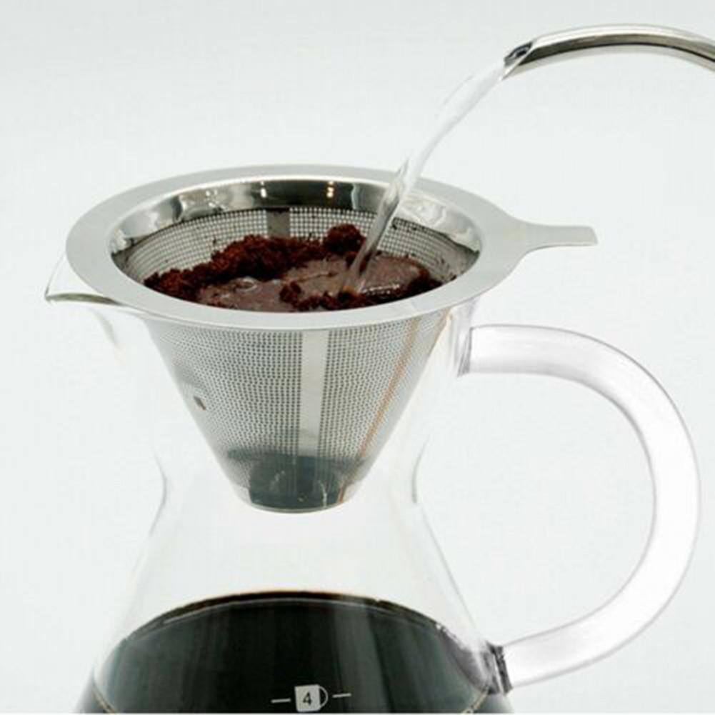 Stainless Steel Coffee Filter Over Portable Reusable Small And Light Compact Cone Dripper Hot Water Durable New