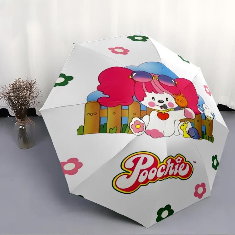 Stylish and Cute Poochie Fashionable Automatic Opening/Closing Folding Umbrella. Portable and Foldable, Ideal for Gift, Travel, and Daily Use.
