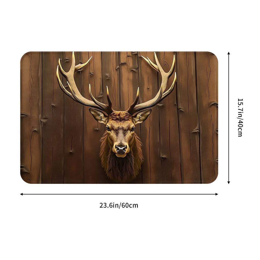 Wood Deer Print Door Floor Bathroom Kitchen Mat Anti-Slip Outdoor Doormat Living Room Entrance Carpet Rug