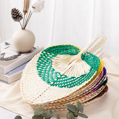 Yousheng Handmade Weaving Fan Натуральный бамбуковый веер из рафии Веер из пальмовых листьев в китайском стиле Летний охлаждающий веер Украшение для свадебной вечеринки