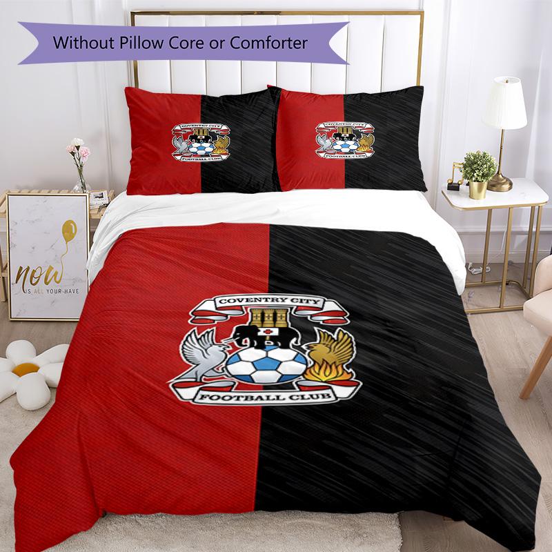 Coven-try Football Club Crest Printed Pattern Duvet Cover Set – includes 1 duvet cover and 2 matching pillowcases Bedroom decor Christmas gifts