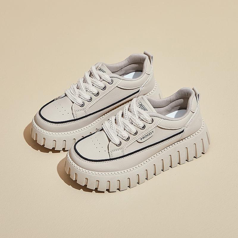 Женские повседневные кроссовки на толстой платформе, удобные нескользящие кроссовки для ходьбы, легкие кроссовки на шнуровке для женщин, рабочие теннисные туфли из искусственной кожи