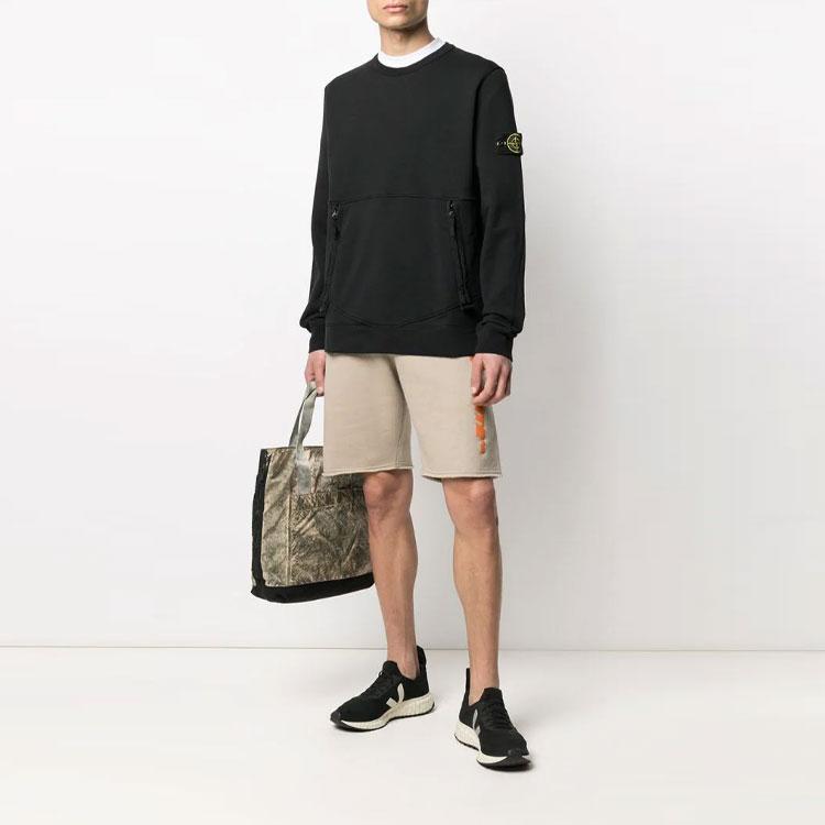 STONE ISLAND Свитшот с круглым вырезом и передним карманом, черный, мужской, топы 741563451-V0029