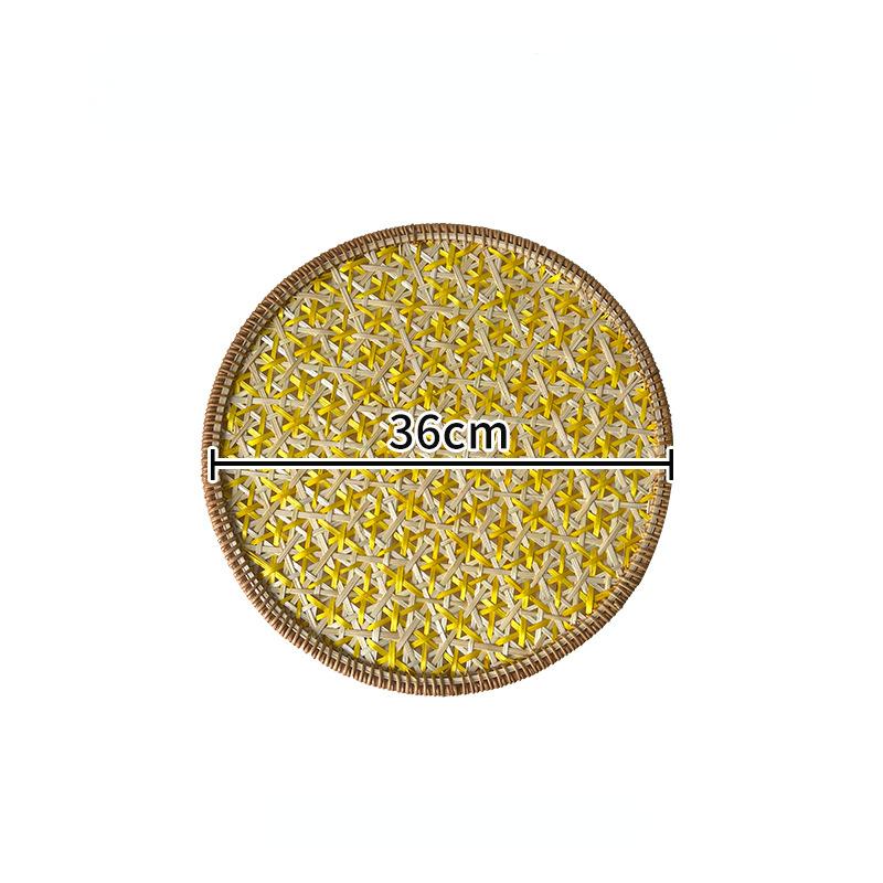 Rattan and Bamboo Woven Handmade Retro Characteristic Woven Colorful Tea Coaster Round Anti-scalding Heat Insulation Pad