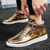 Leather Mirror Shoes Spring/autumn Couple Middle Side Shoes Plus Size Shoes 48 Board Sneakers 38-48