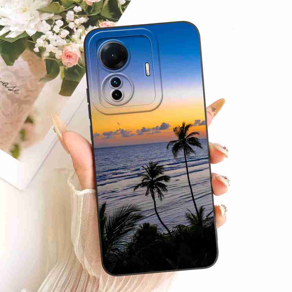 For vivo S15e 5G V2190A Case Colorful Painted Flowers Silicone Cover For Vivo S15e VIVO S15E 5G 6.44" Full Protection Bumper