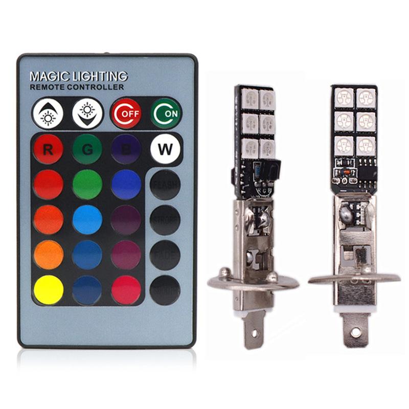 2pcs h11 led rgb 5050 chips h1 led rgb h3 led rgb h7 led car bulb flashing h8 Led fog light 9005 hb3 led hb4 9006 car fog lamp