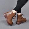 Thick-soled Round-headed Martin Boots 2025 Autumn and Winter New Retro Muffin and Strap Short Boots Comfortable First-layer Cowhide Women's Boots