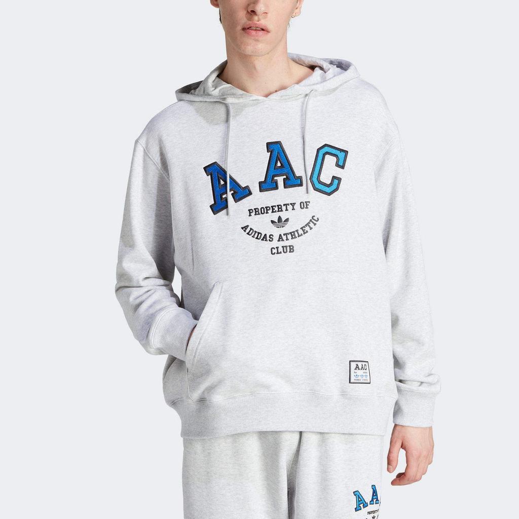 Adidas Originals Hooded Pullover Casual Sport Letter Print Long Sleeve Sweatshirt Men Tops Grey IM4577