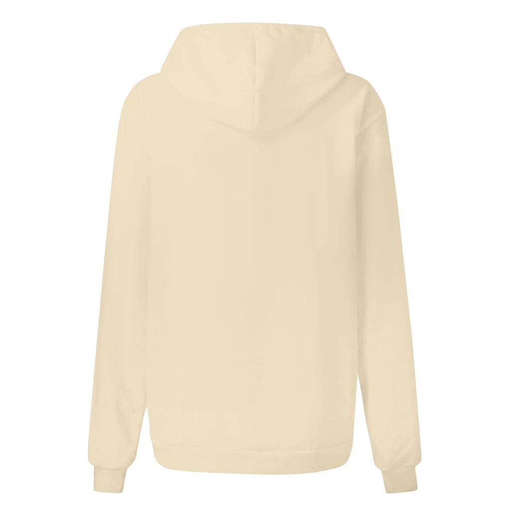 Women's Casual Fashion Long Sleeve Solid Color Zip Pullover Hoodies Sweatshirt Top