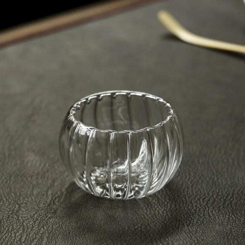 Striped Glass Cup Transparent Mug Wine Water Milk Cup Cute Office Home Breakfast Coffee Mugs Pumpkin Pattern Drinkware