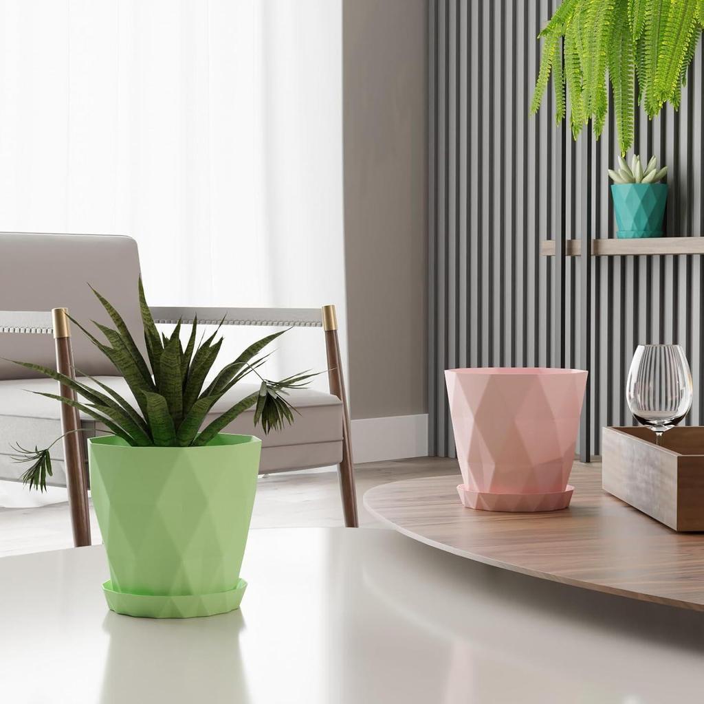 Plastic Round Flower Pots for Home Planters, Terrace, Garden Etc | Pack of 5 | Multicolor | Suitable for Home Indoor & Outdoor Gardening Plants