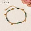 Браслет JUSTOP из натурального камня с позолотой 18 карат и бусинами французских цветов