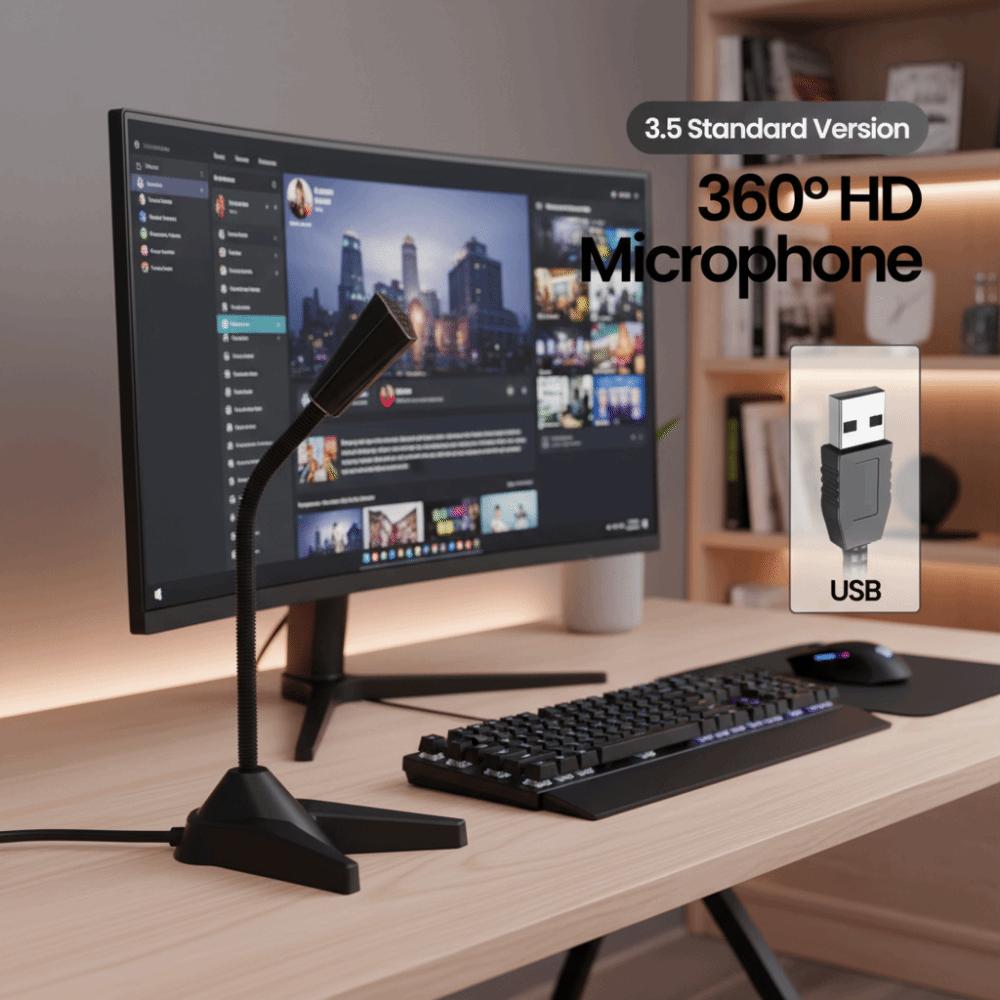 Mini Microphone USB Microphone HD Microphone External Mic Speech Mic Desktop Microphone Recording