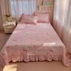 Sleep grid bed cover style Korean cotton French lace four piece set