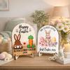 Cartoon Easter Table Decoration Standing Thickened Bunny Easter Decoration with Stand Handmade Wooden Rabbit Ornament