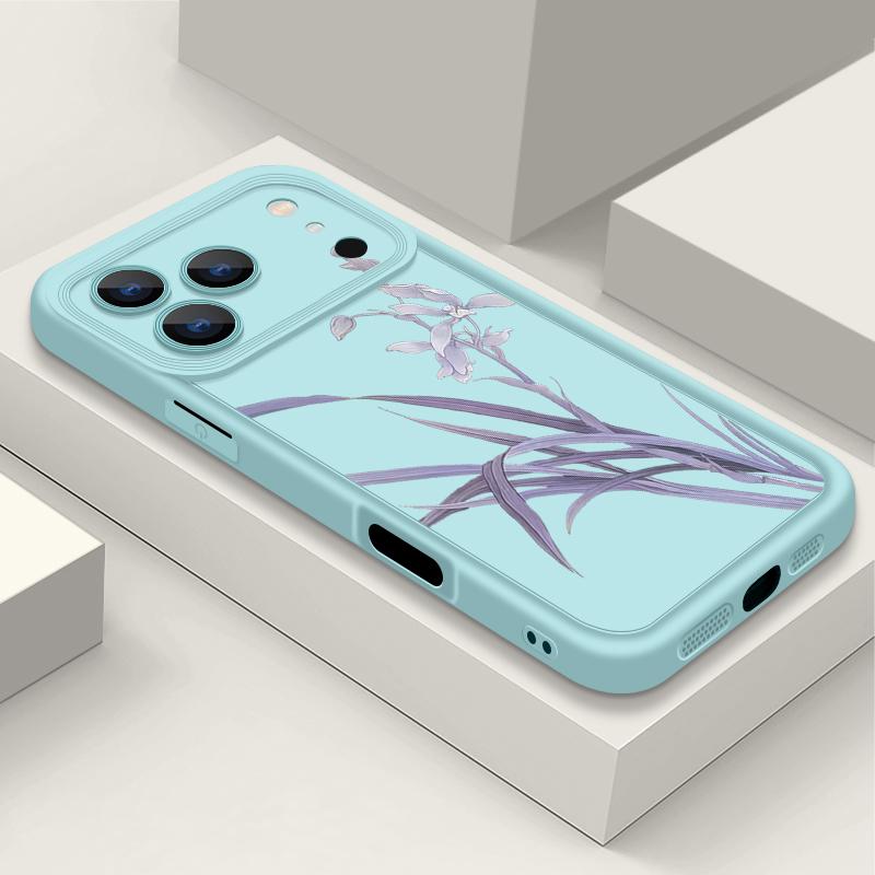 Purple Orchid Floral Pattern Case For iPhone 17 Pro Max Funda Shockproof Bumper Cover For iPhone 16 Pro Max 15 14 13 12 11 Air 16E