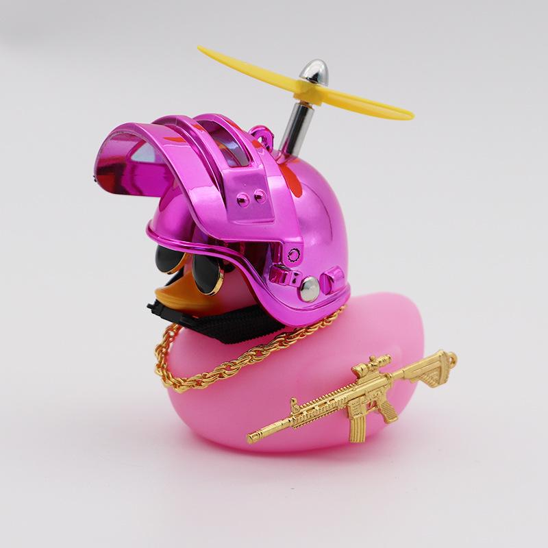 Motor Accessories Yellow Duck with Helmet for Bike Without Lights Auto Car Accessories Duck In The Car Car Interior Decoration