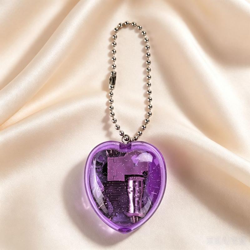 Mini Transparent Music Box Keychain Portable Melodic Decor Multiple Vibrant Colors Pendant for Key Ring Bag Valentine's Day Gift