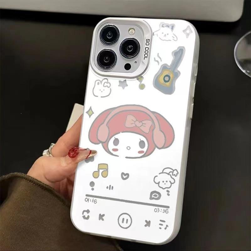 Милый чехол Sanrio для iPhone 16 для iphone15pro Милый 12 Премиум x Простой 13 Серебряный 11