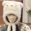 Y2k Plush Puppy Hat Warm Ear Protection Hat Animal Cartoon Fleece Hat  Woman