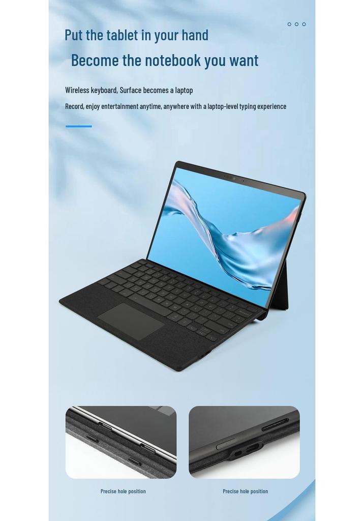 Surface Pro Bluetooth Keyboard Case with Seven-Color Backlit Magnetic Design