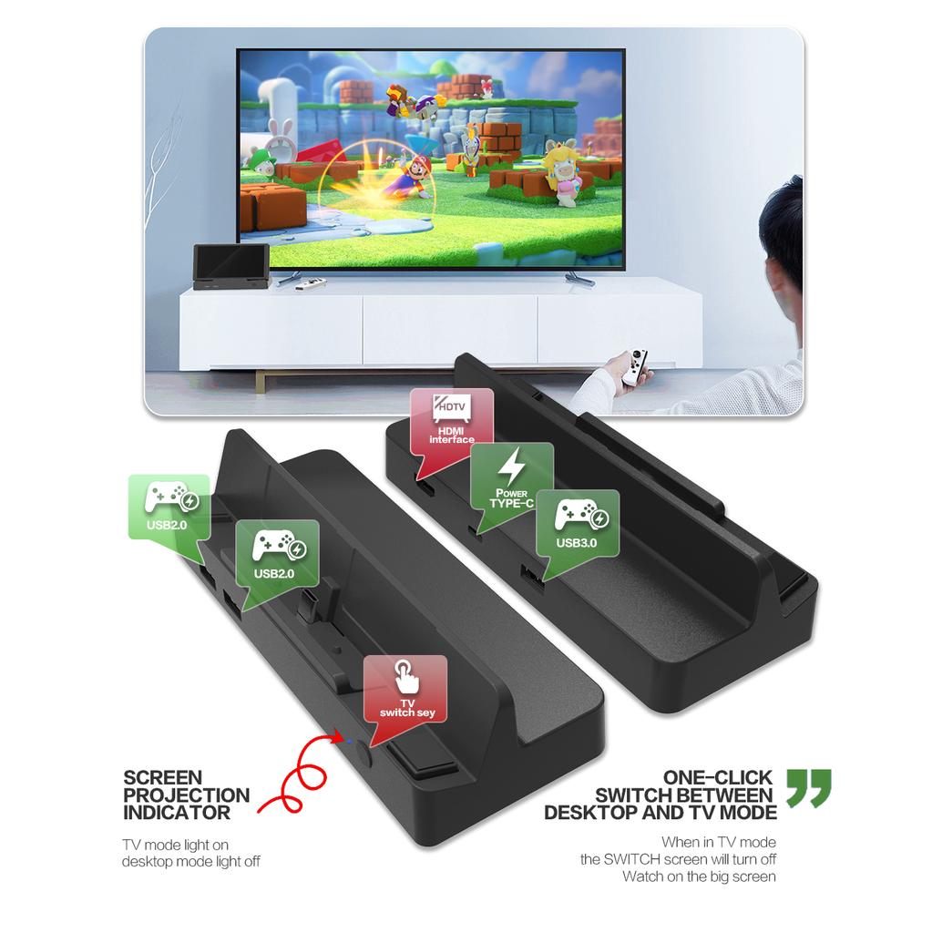 TOPWOLF HS-SW336 For Nintendo Switch HD Video TV Converter Dock Station Game Accessories