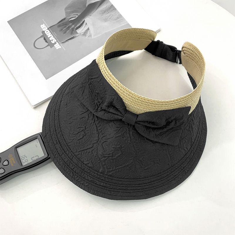 Летняя маленькая свежая женская соломенная косичка маленькая плиссированная пустая шляпа с бантом козырек большая подвесная шляпа от солнца с солнцезащитным кремом