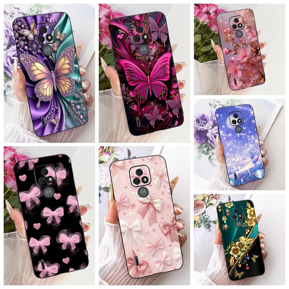 For Motorola Moto E7 Plus Case XT2081-1 Fashion Butterfly Bowknot Soft Silicone Cover For Moto E7 E7i Power XT2097-13 TPU Fundas