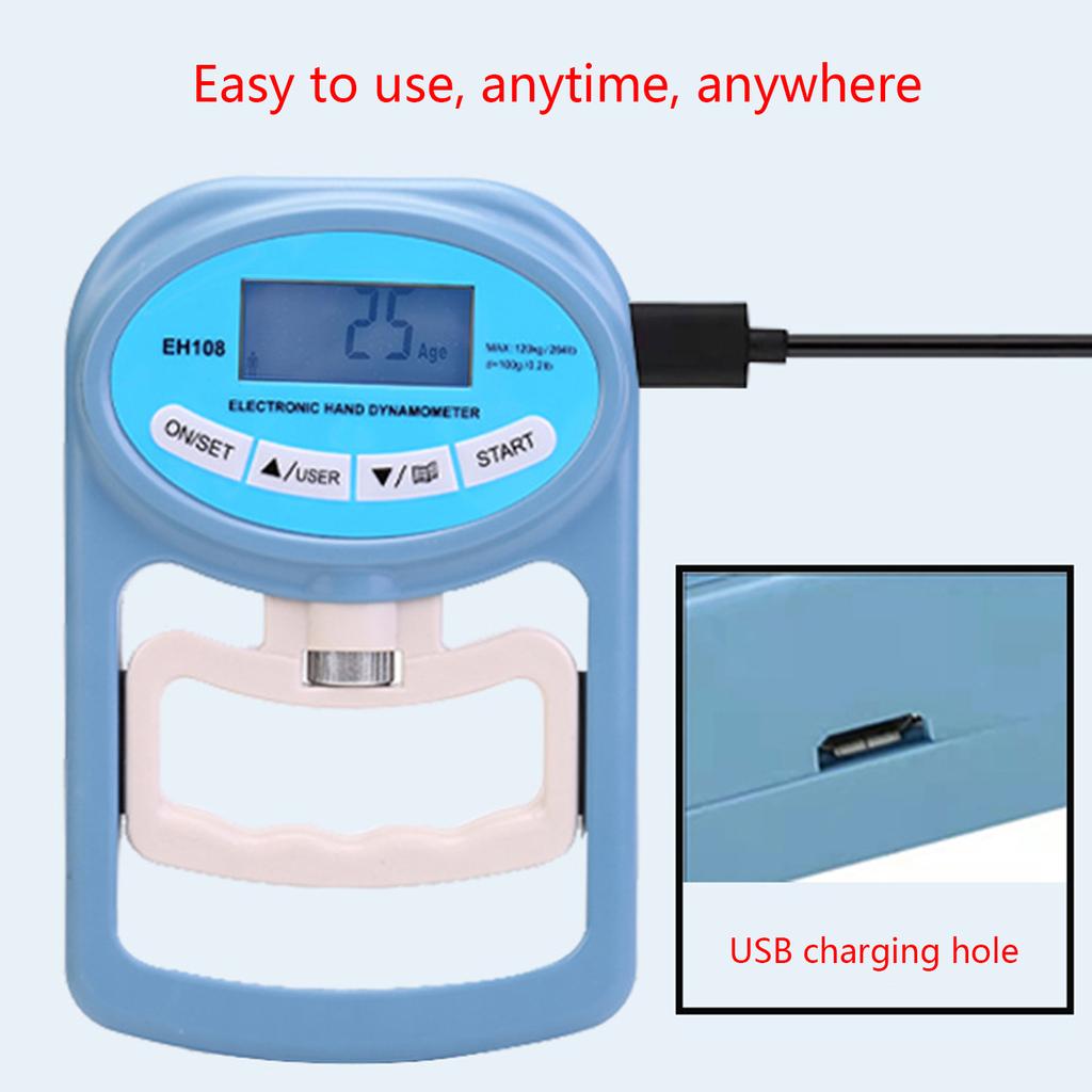 Portable Grip Strength Tester Digital Dynamometer for Hand Measurement Meter Auto Capturing Electronic Forearm Finger