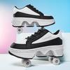 Boys Wheels Sneakers with On Double Wheels Girl Roller Sneakers Roller Shoes Deformation Shoes Roller Skate Shoes