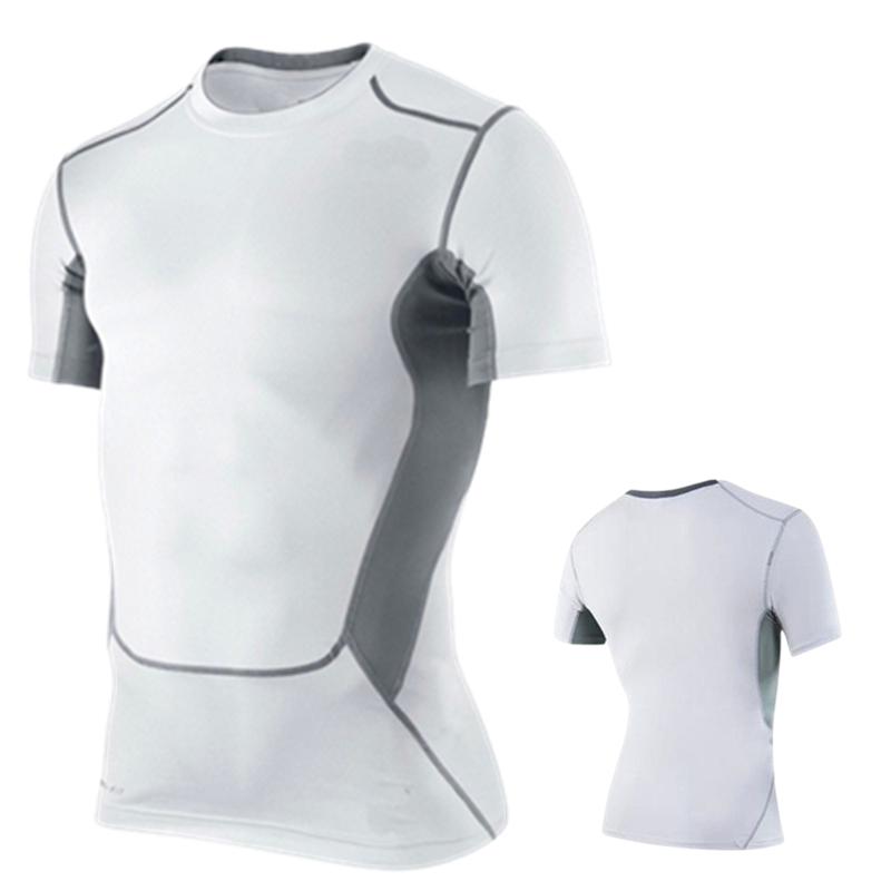 Men Short Sleeve T Shirts Base Layer Sport Compression Skinny  Running Cycling Tight Bottoming Gym Outdoor Fitness Training Top Quick Dry