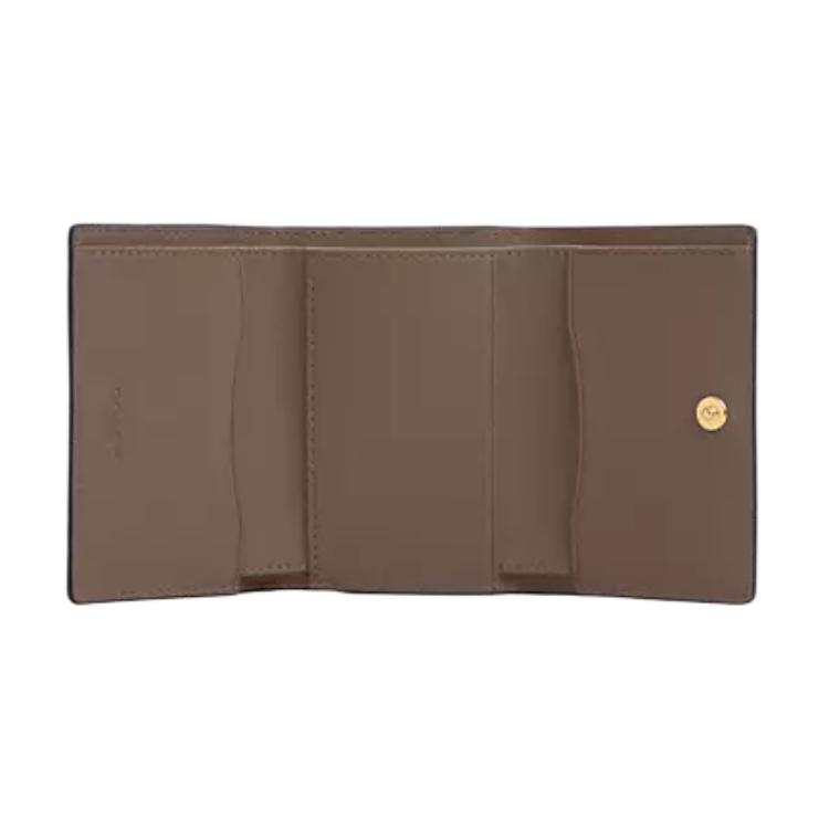 Coach Micro 11 Logo Snap Closure Refined Calfskin Wallet Women wallet Dark-Stone CP260-IMV2R