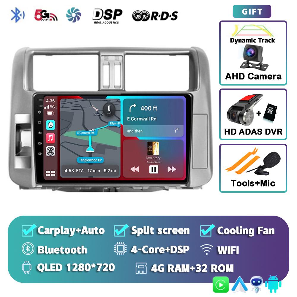 Android 14 Carplay автомобильное радио для Toyota Land Cruiser Prado 150 2009-2013 Мультимедийный видеоплеер Навигация Стерео Головное устройство DSP
