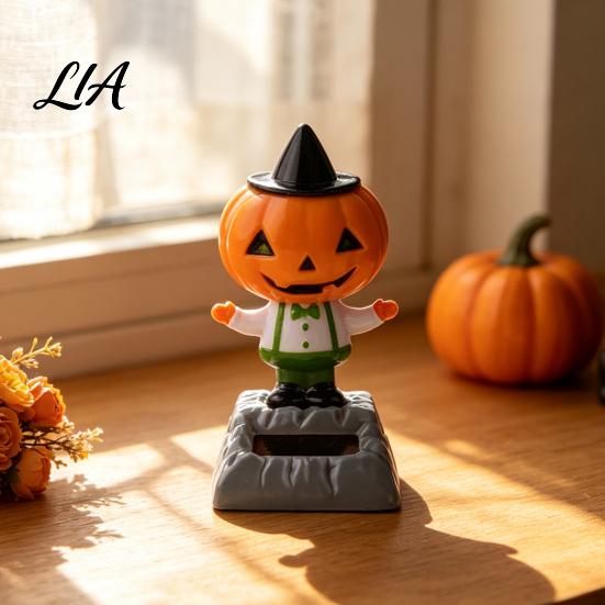 Auto Shaking Head Car Accessories Solar Dancing Pumpkin Doll, Halloween Dashboard Decoration, Spooky Ghost Lively Interior Decor Figurine Ornament
