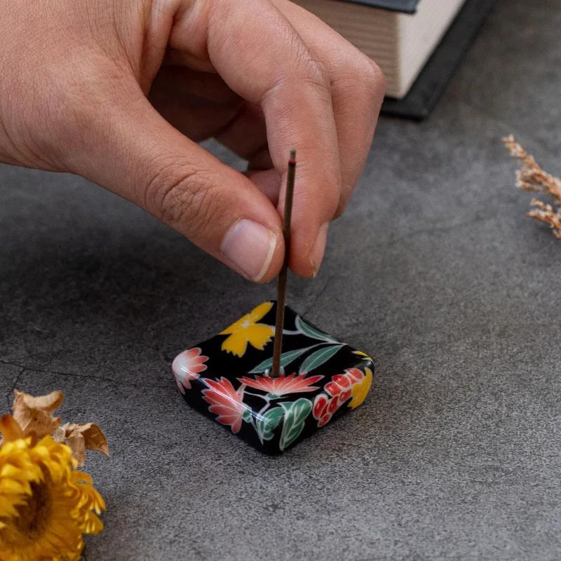 1 шт. Окрашенная квадратная подставка для благовоний, японский ретро-узор, основа для благовоний, аксессуары для чайной церемонии, украшение для дома