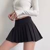 Split Pleated Skirt Women Summer High Waist A-line Slim Mini Skirt Grey Preppy Tennis Vintage Korean Casual