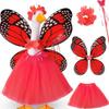 1 Set Butterfly Wing Porch Goose Costume Set Adjustable Size Fairy Wings Tutu Skirt Wand Flower Crowns Set Pet Outfit Garden