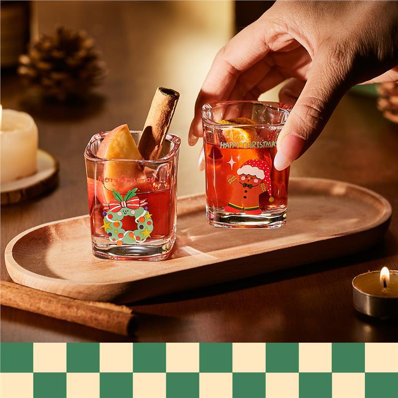 Yan value household water cup new net celebrity christmas cup cartoon Shochu glass glass creative gift box set