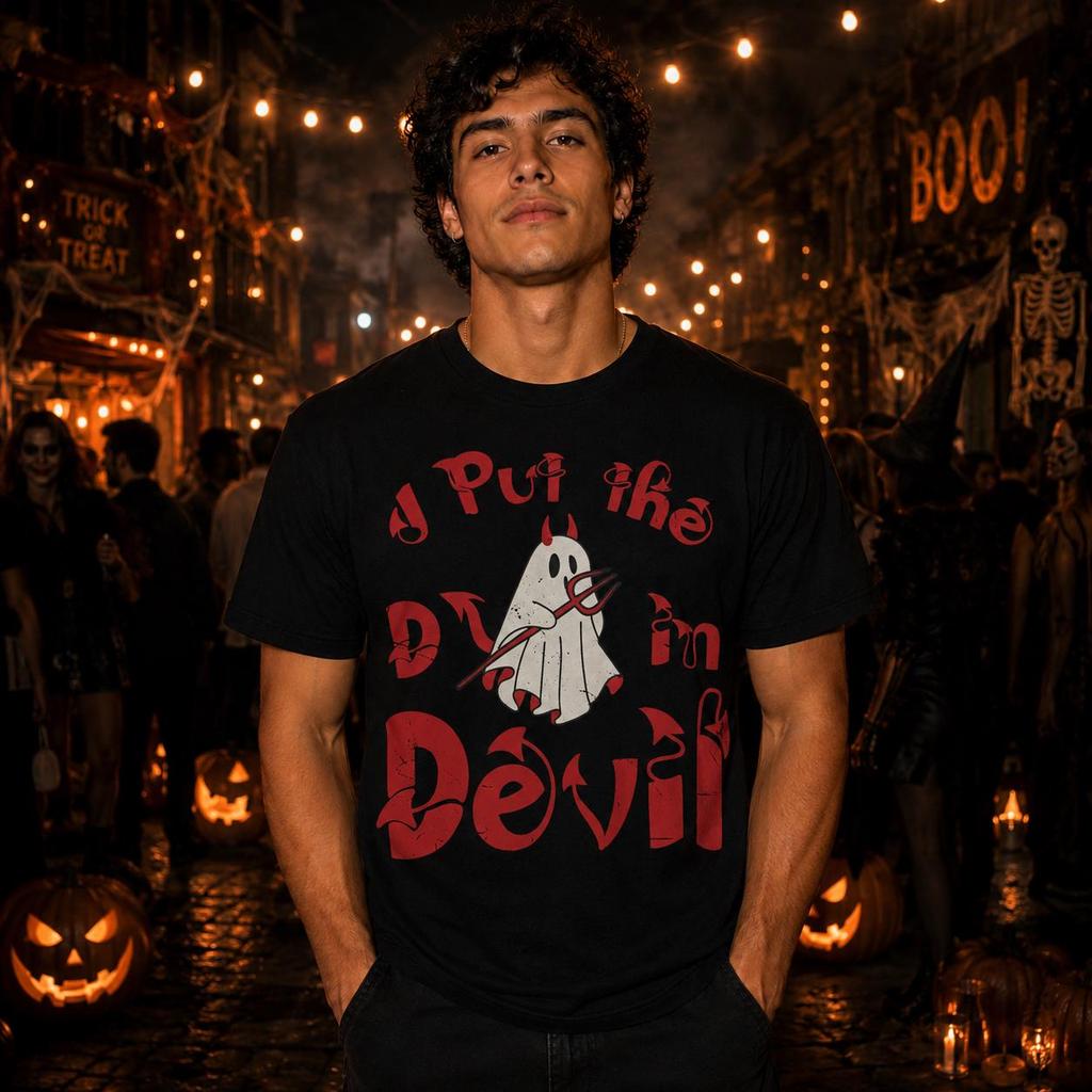 I Put the D in Devil Shirt, Funny Halloween Couple Matching Tee, Devil Costume Shirt, Spooky Y2K Graphic Tee, Halloween Party Gift