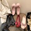 Flat Shoes Autumn New Fashion Shallow Mouth Single Shoes Versatile Round Head Bow Commuting One Pedal Doudou Shoes