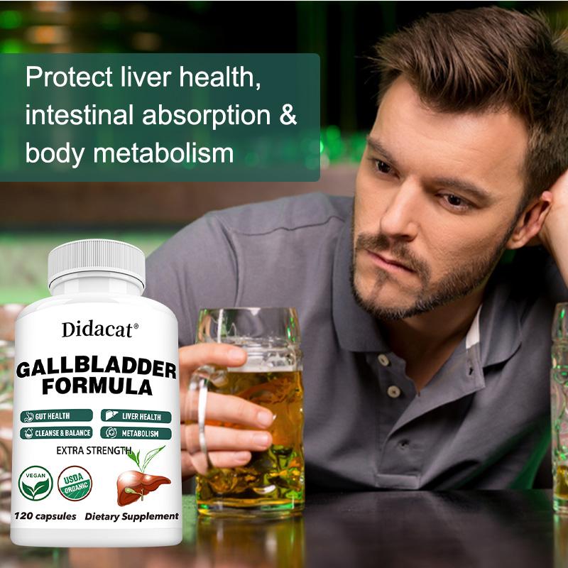 Gallbladder Formula Extra Strength, USDA Organic 120 Capsules for Liver & Gut Health Supplement