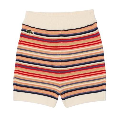 Lacoste Womens/Ladies Cotton Striped Contrast Waistband Shorts