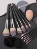 2025 New 12Pcs Makeup Brushes+2 Beauty Blenders+2 Triangle Sponge Puffs Set Soft Bristle Latex-Free For Full Makeup Daily Travel