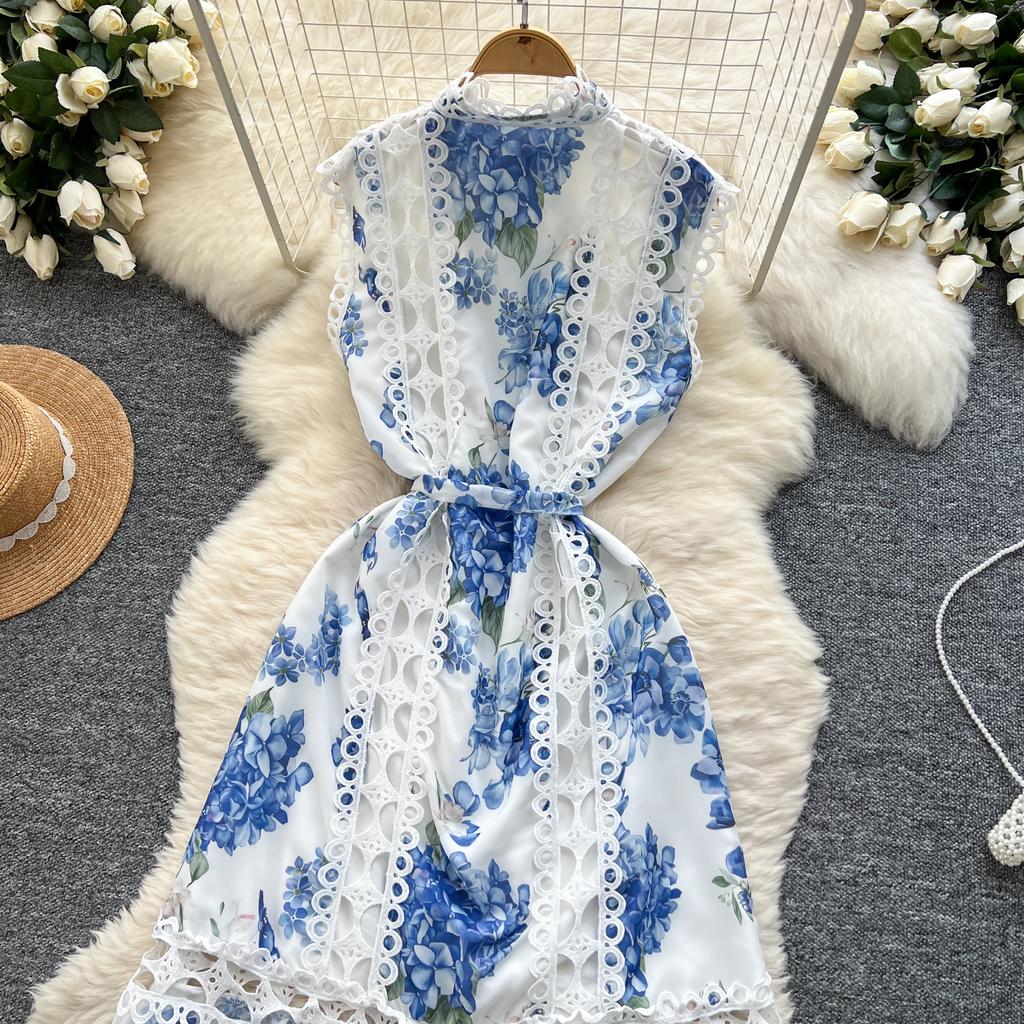 Летние женские элегантные без рукавов с вышивкой, кружевом, лоскутным принтом, свободные вечерние платья большого размера