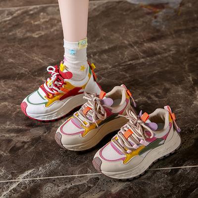 Женские повседневные кроссовки для бега со шнуровкой, удобные кроссовки для ходьбы, нескользящие кроссовки на толстой платформе для тенниса для женщин, спортивная обувь для тренировок на открытом воздухе