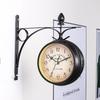 European Retro Double-Sided Wall Clock: Vintage Iron Art Design for Cross-Border Decor