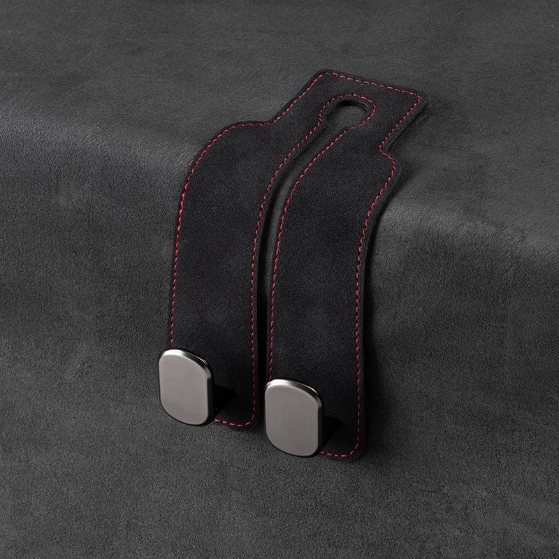 Hidden Car Seat Back Hook Suede Leather Soft Hanging Hook 20kg Load-Bearing Wear-Resistant Rear Row Hanger